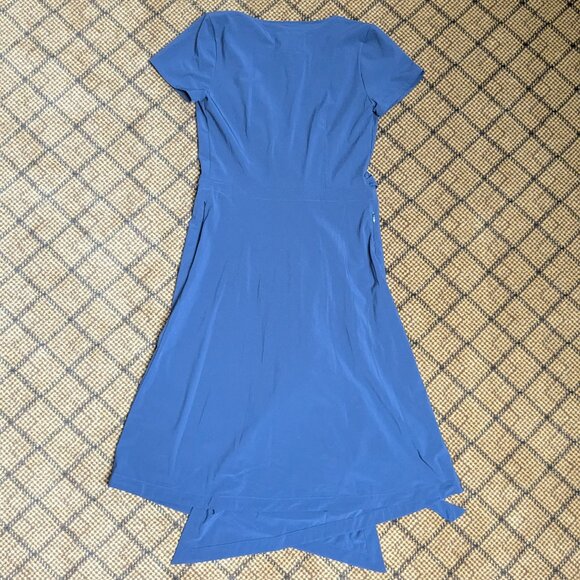 Kosan Travel Co Convertible Wrap Dress XS Navy Blue Midi Outdoors Pocket Stretch - Picture 16 of 16